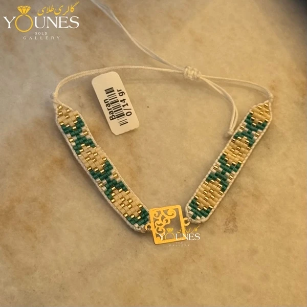 دستبند میوکی مربع موج دار طلا